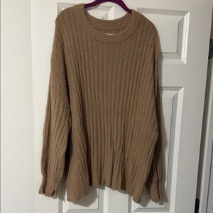 Aerie Cozy Ribbed Tan Sweater